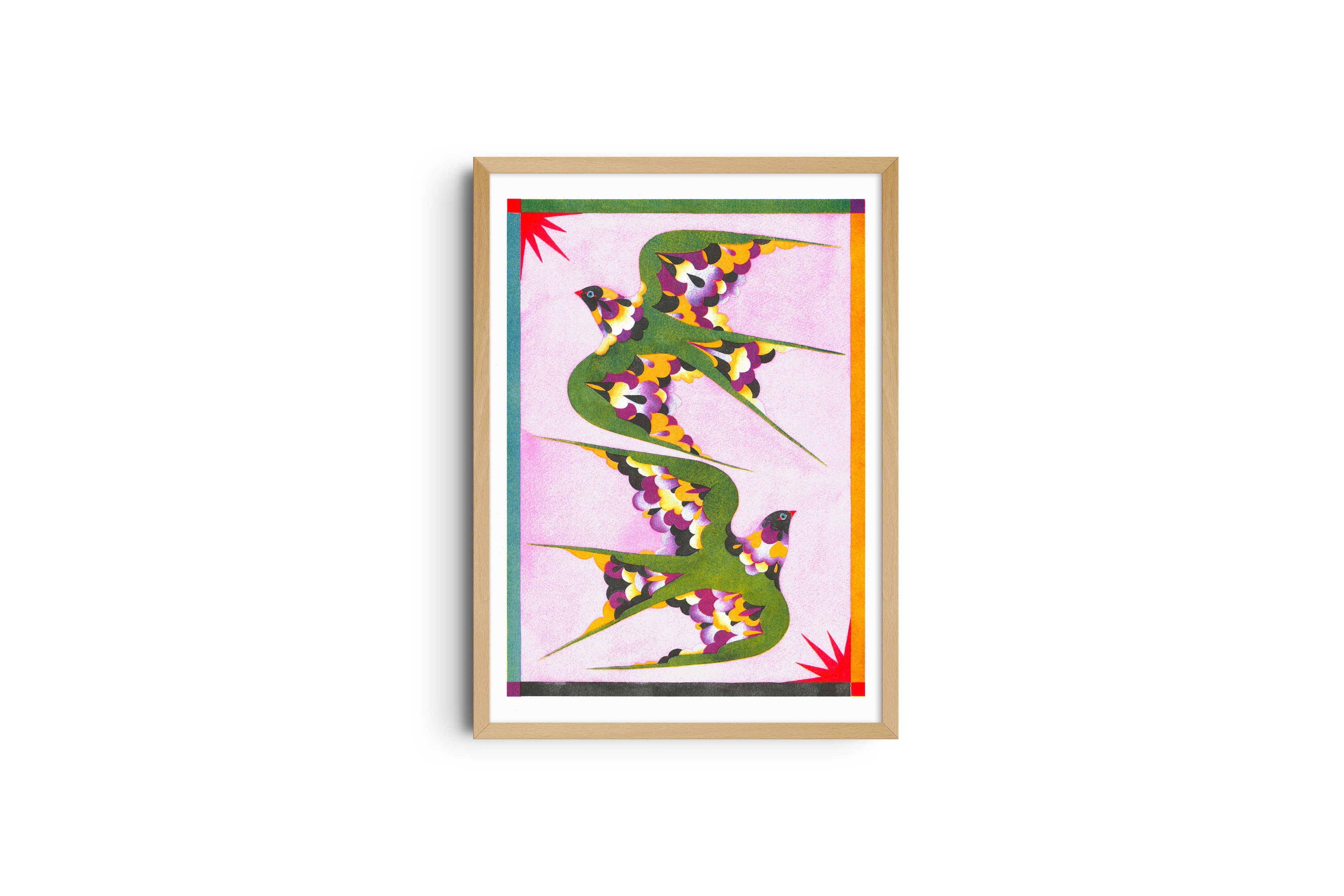 Risografieposter 'Dans' van Lou Benesch, gedrukt door KIBLIND Atelier