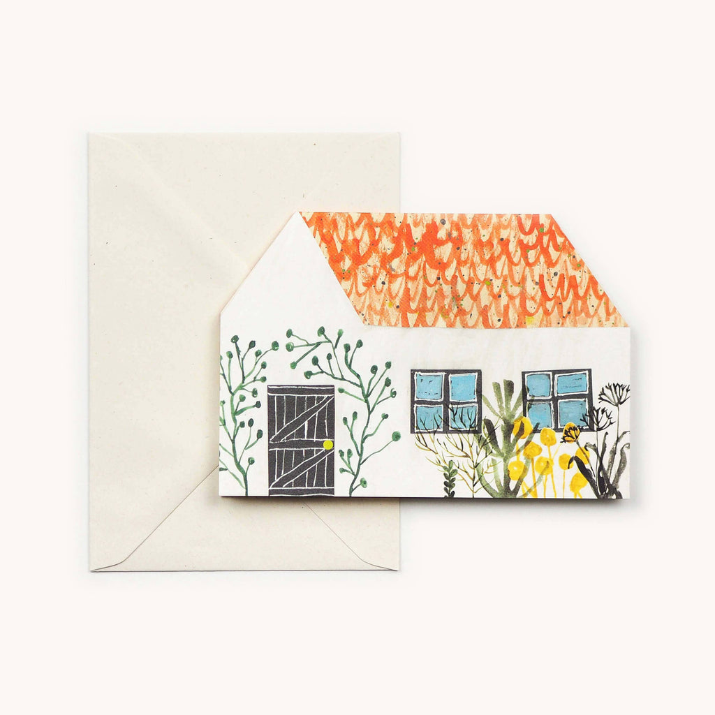 Huisvormige kaart voor een nieuwe woning, vooraanzicht