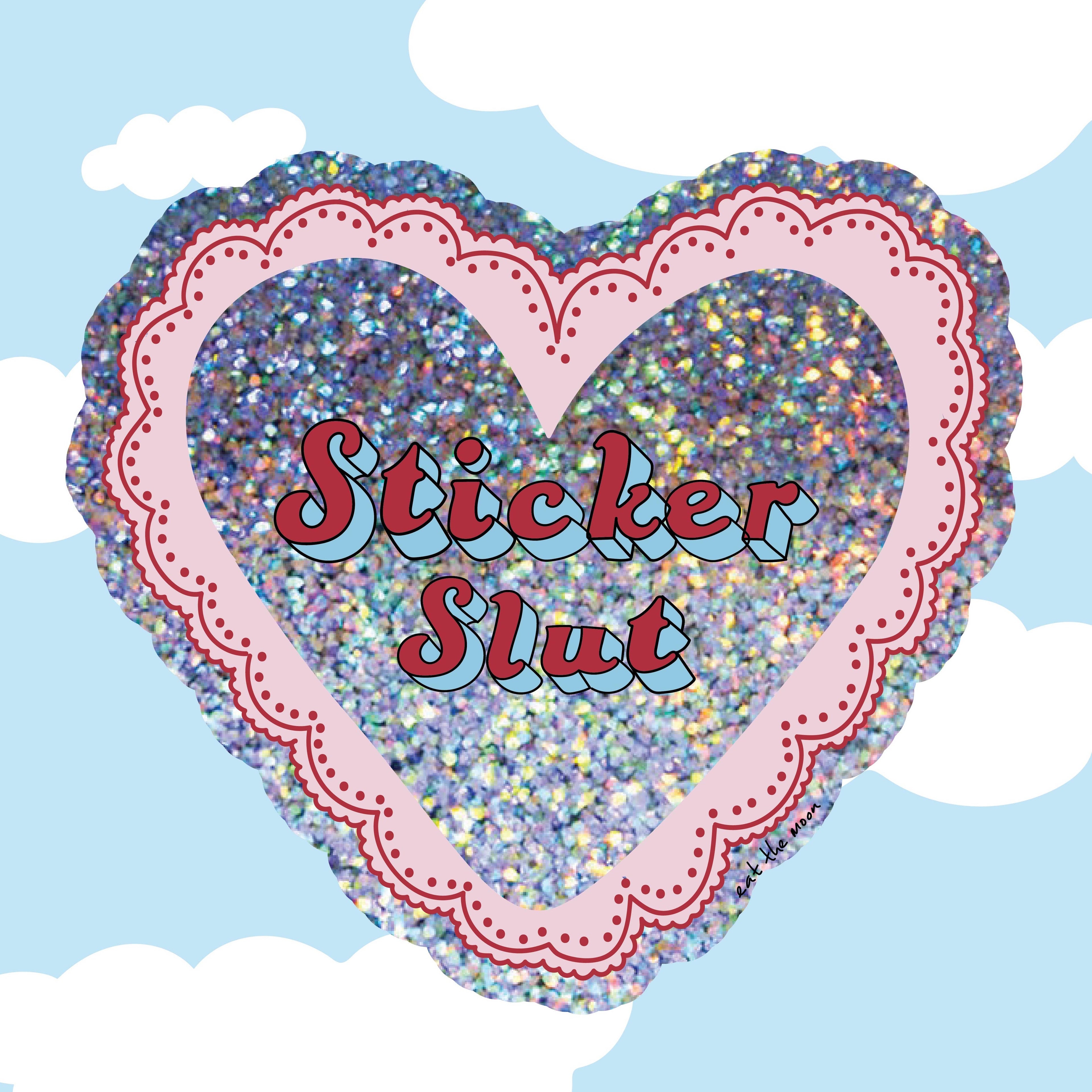 Glitter vinylsticker met handgetekende illustratie van Eat the Moon