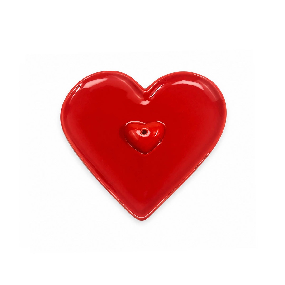 Mon Amour wierookhouder in rood steengoed, detailweergave