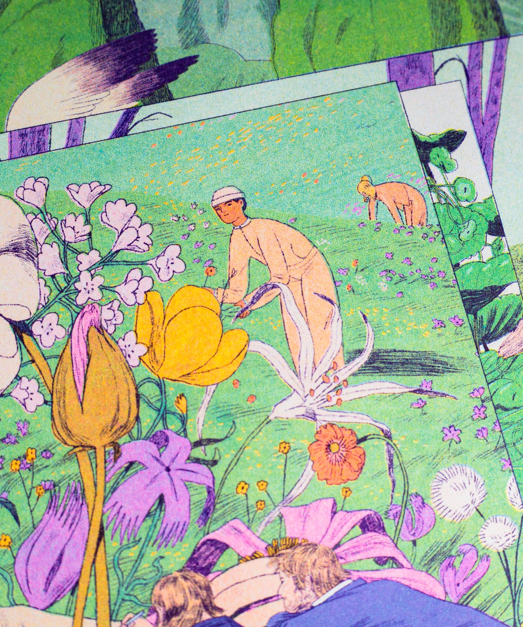 Poster Het atelier van de schilder, close-up van kleuren en raster
