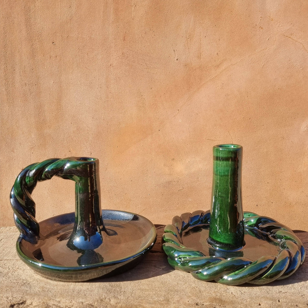 Handgemaakte kandelaar – groen (model II)