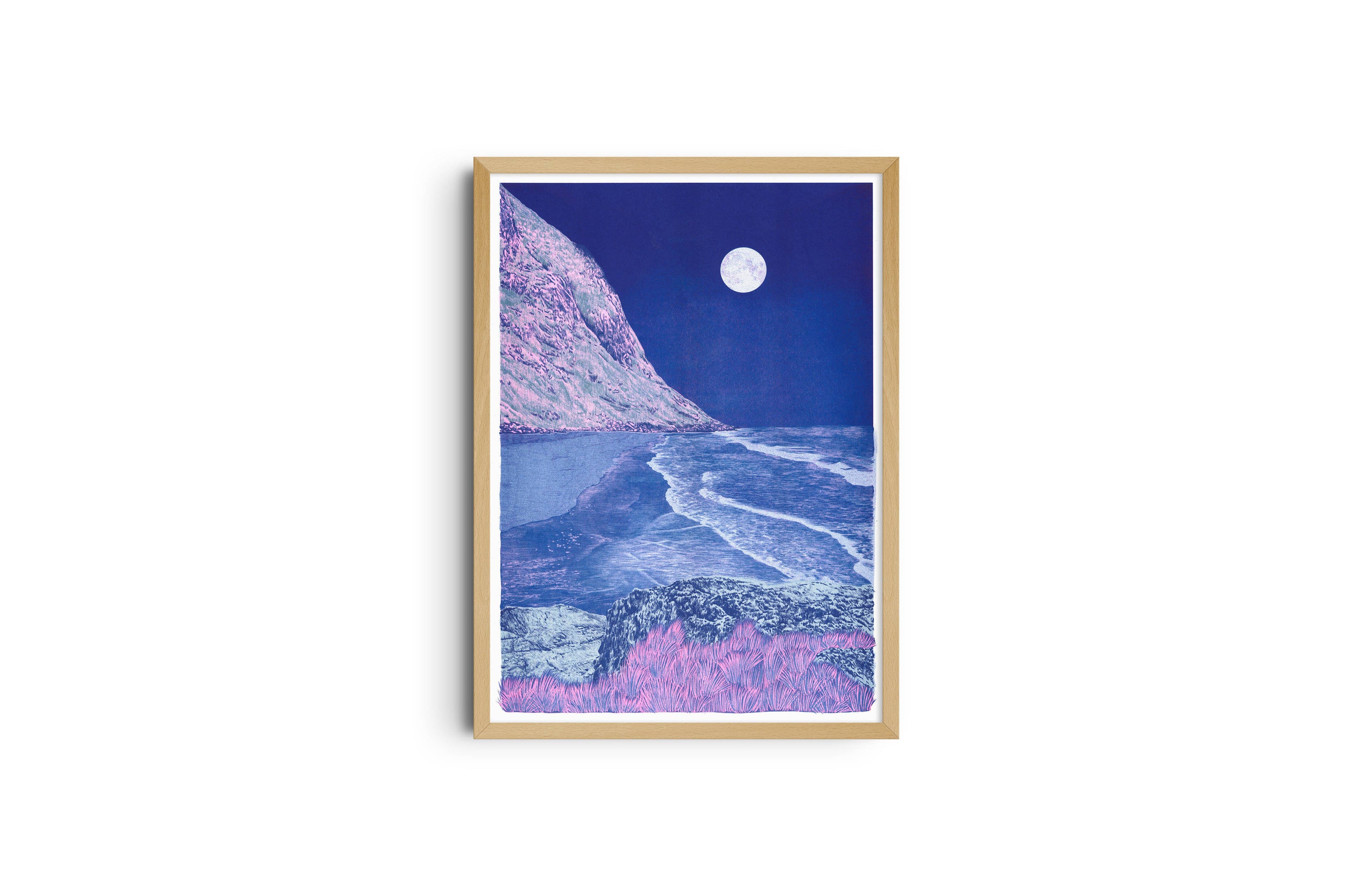 Risografieposter 'Blue Euphoria' van Manon Diemer, gedrukt door KIBLIND Atelier