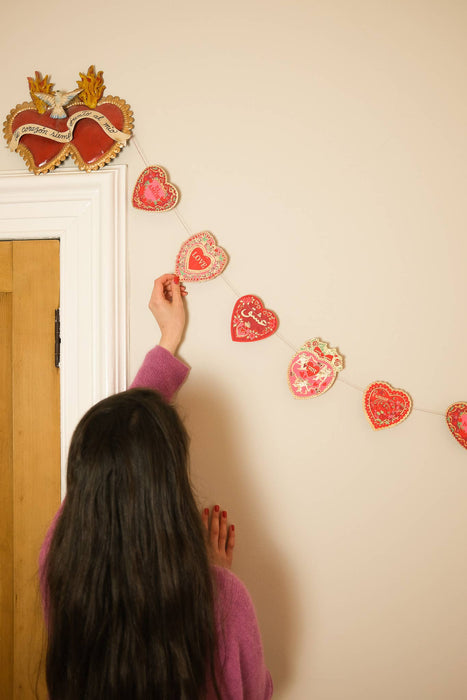 Sewn garland for Valentine's Day