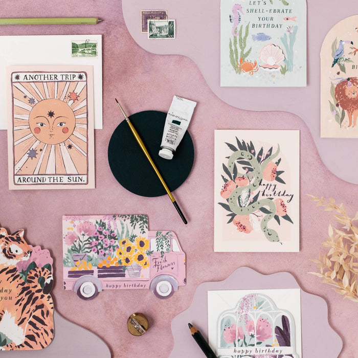 Flower Truck verjaardagskaart | Vrouwelijke verjaardagskaart | Bloemen