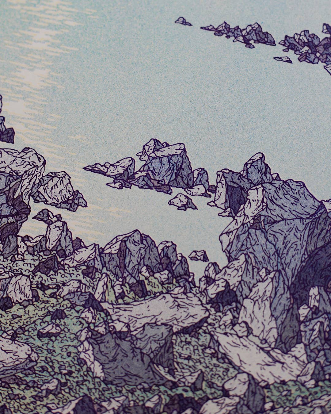 A3 risoposter 'Bivouac' van Clement Vuillier op Munken-papier
