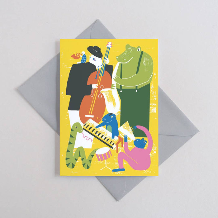 Jazzy Reptielen | Alledaagse wenskaart | Muziek, dieren