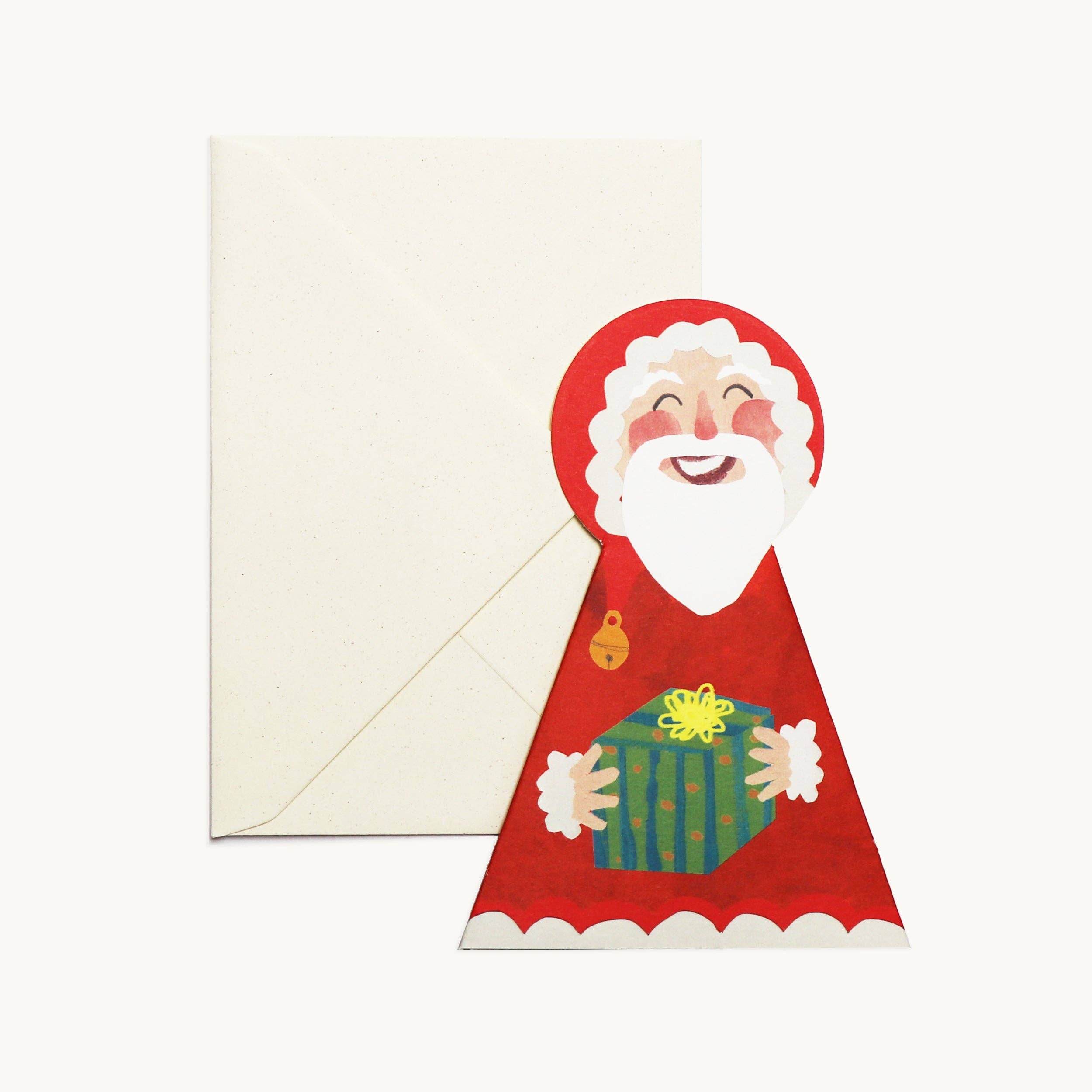Kerstman wenskaart met gerecyclede envelop