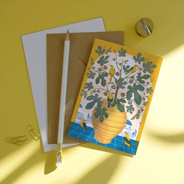 Santorini | Alledaagse wenskaart | Mediterraan, bloemig