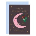 Kerstkaart met maanzoenen en goudfolie van Eat the Moon
