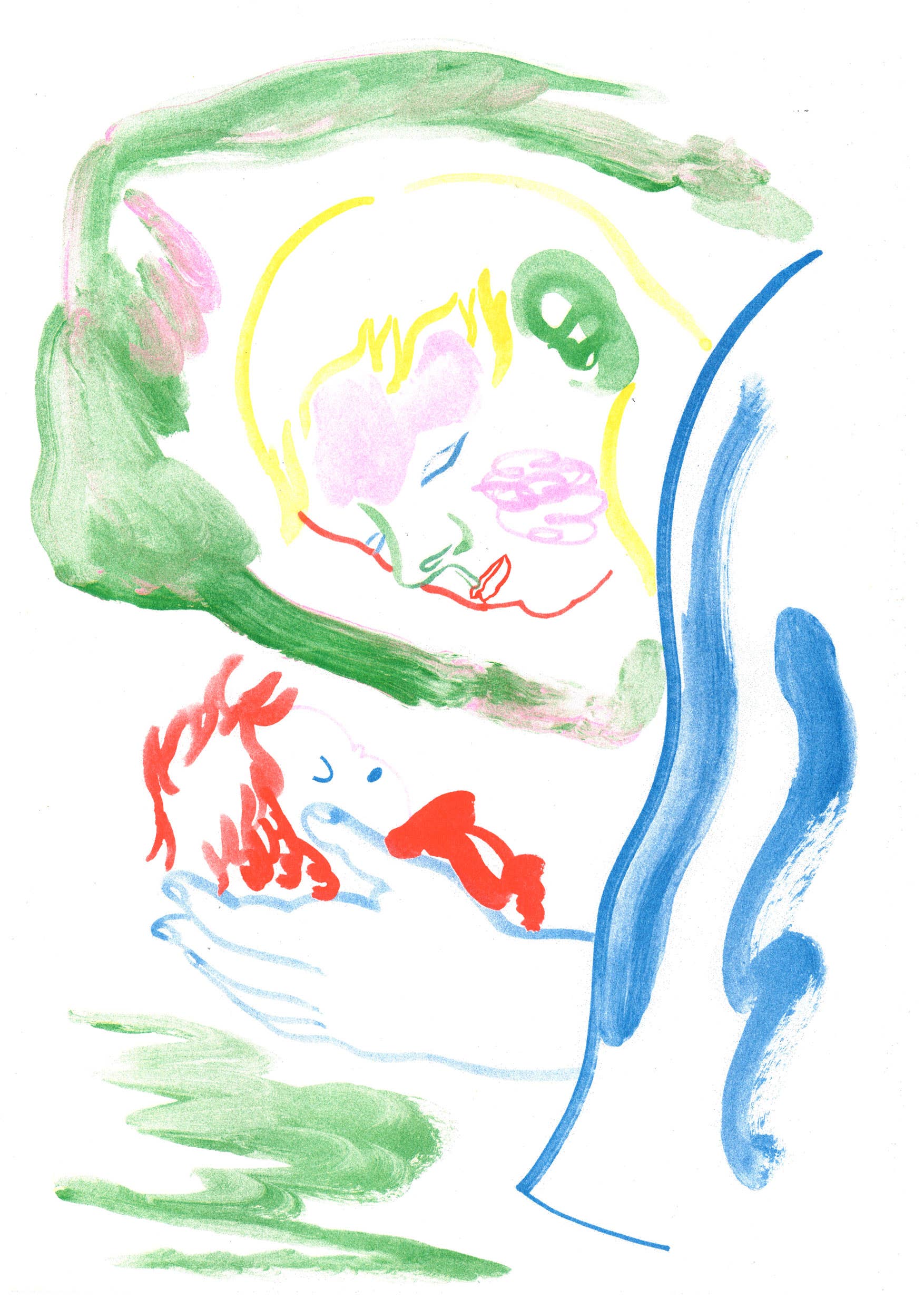 A3 poster Ponyo van Gaelle Loth, detail van de risografiedruk