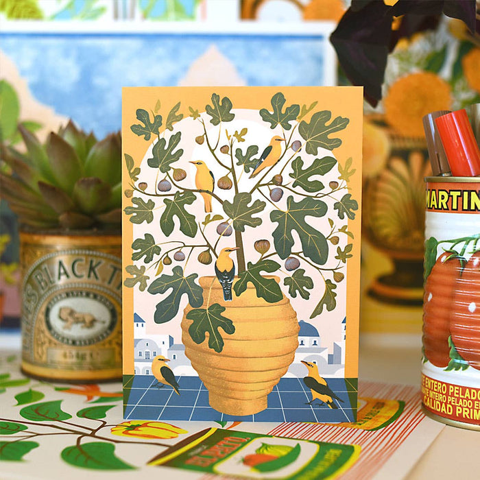 Santorini | Alledaagse wenskaart | Mediterraan, bloemig