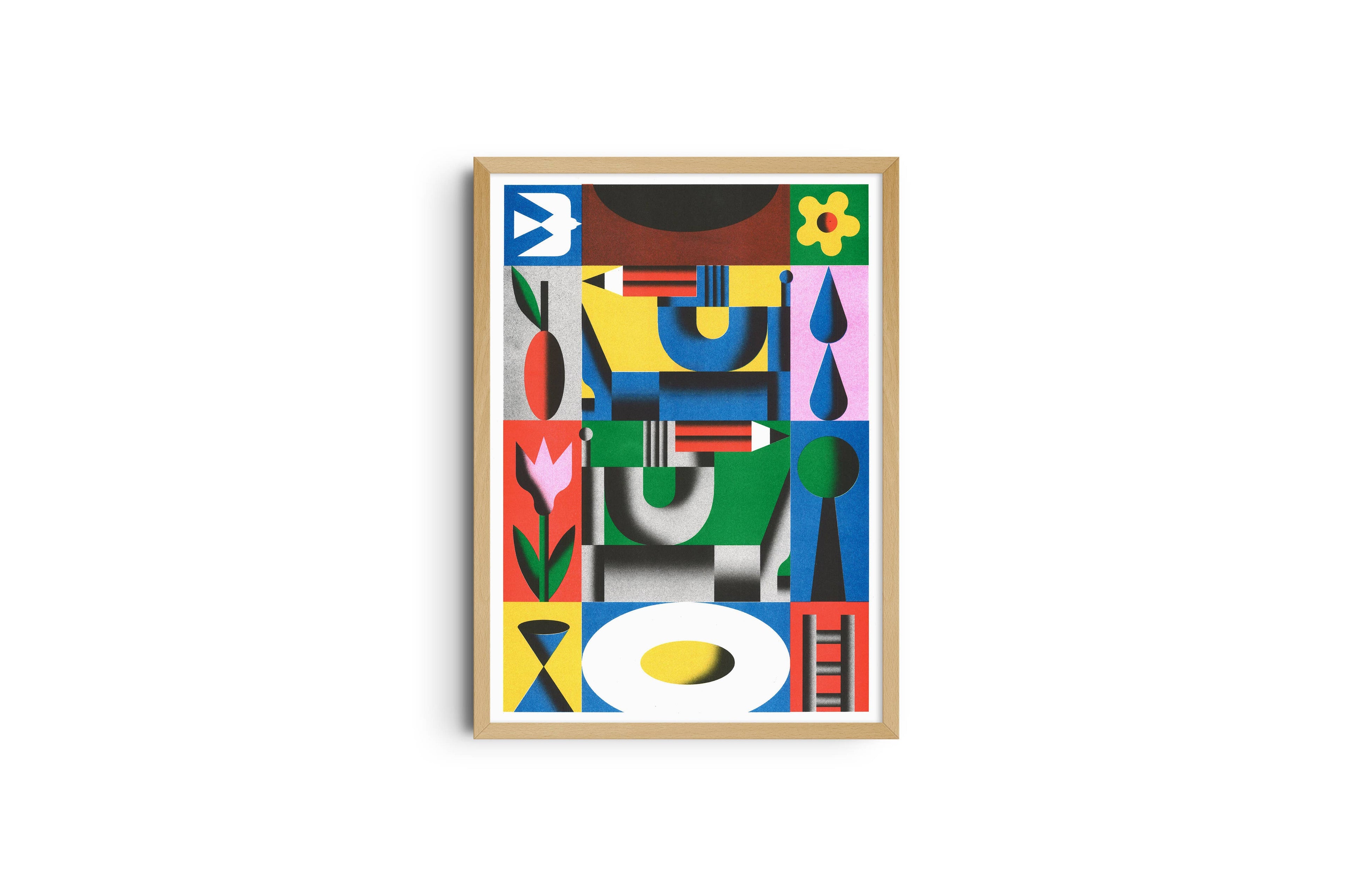 Risografieposter van ZEBU over een nieuwe realiteit, gedrukt door KIBLIND Atelier
