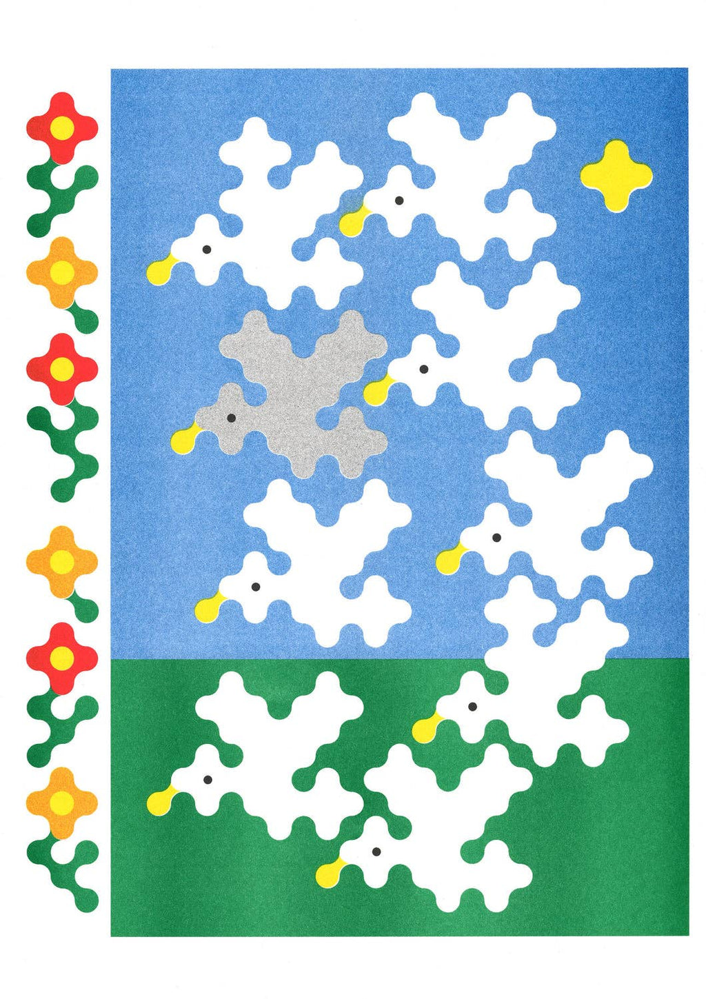 Poster Nine Birds van Joe O'Donnell met negen vogels, detail