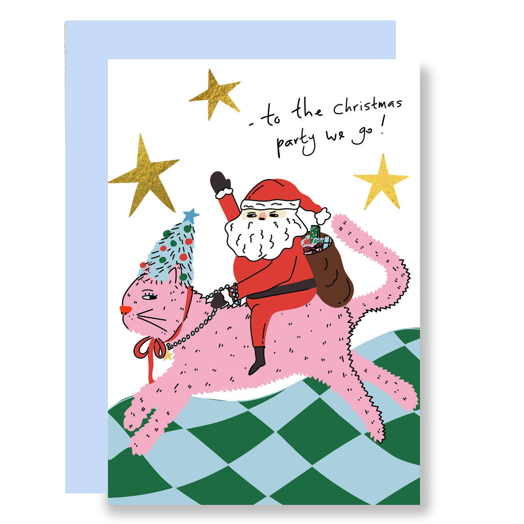 Kerstkaart Op naar het kerstfeest met goudfolie van Eat the Moon