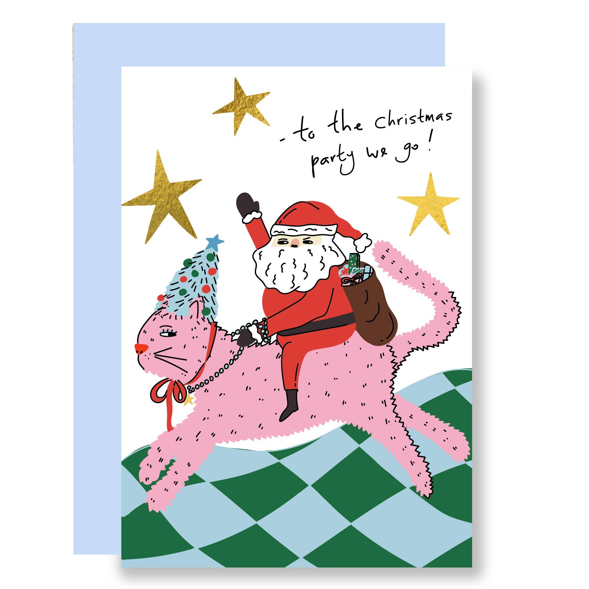 Kerstkaart Op naar het kerstfeest met goudfolie van Eat the Moon