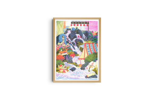 Risoposter Spirited Away door Camille Gobourg, gedrukt door KIBLIND Atelier