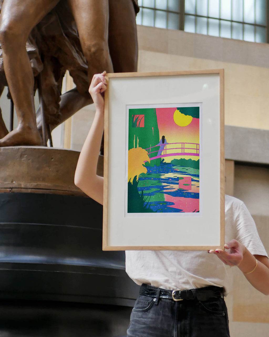 A3 poster De Waterlelievijver van María Medem, detail van de risografiedruk