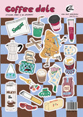 A5 stickervel; koffiedates ontwerp, notitieboeken