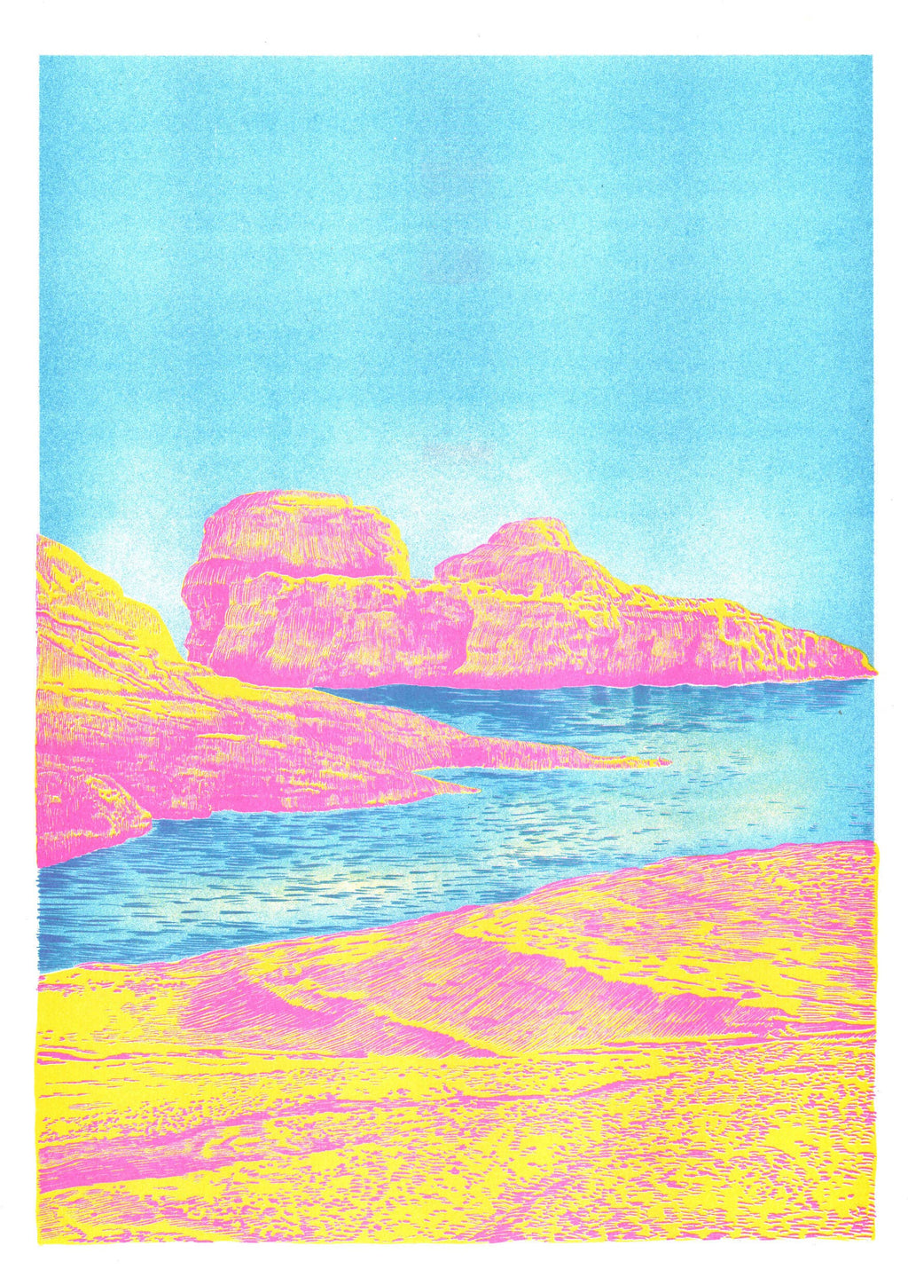 A3 poster 'Heat Rock' van Manon Diemer, detail van de risografiedruk