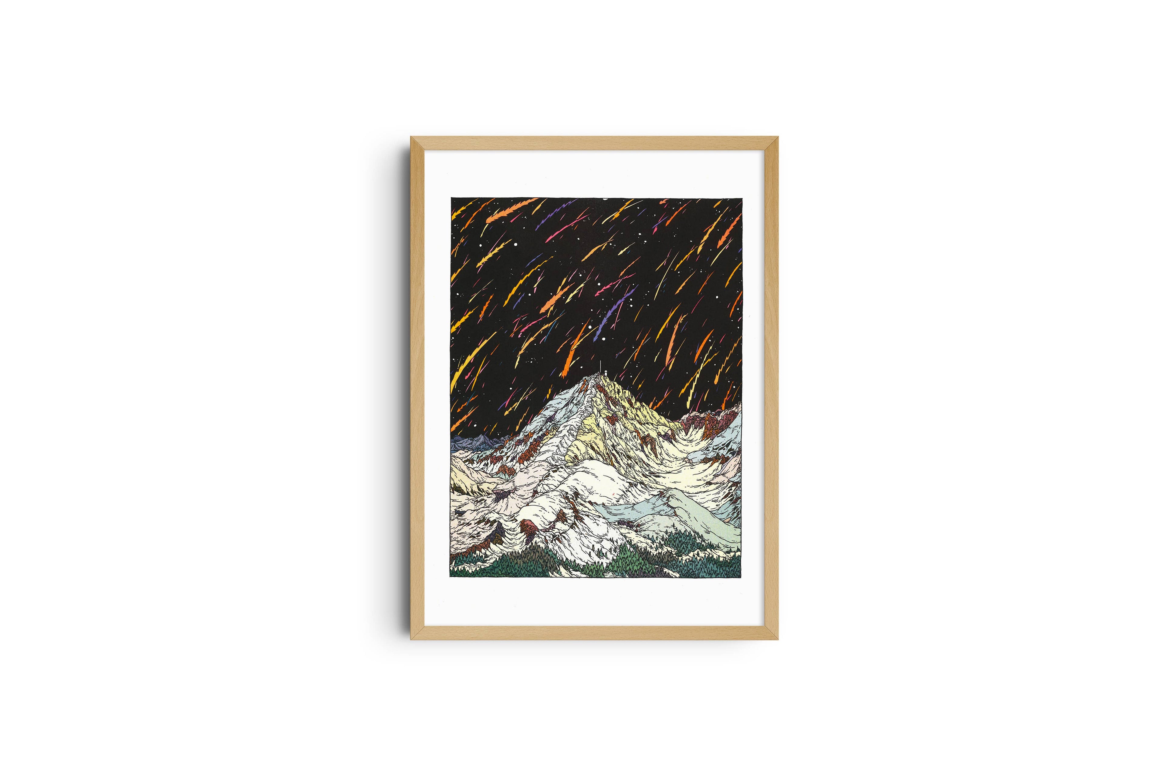 Risografieposter 'Pic du Midi' van Clement Vuillier, gedrukt door KIBLIND Atelier
