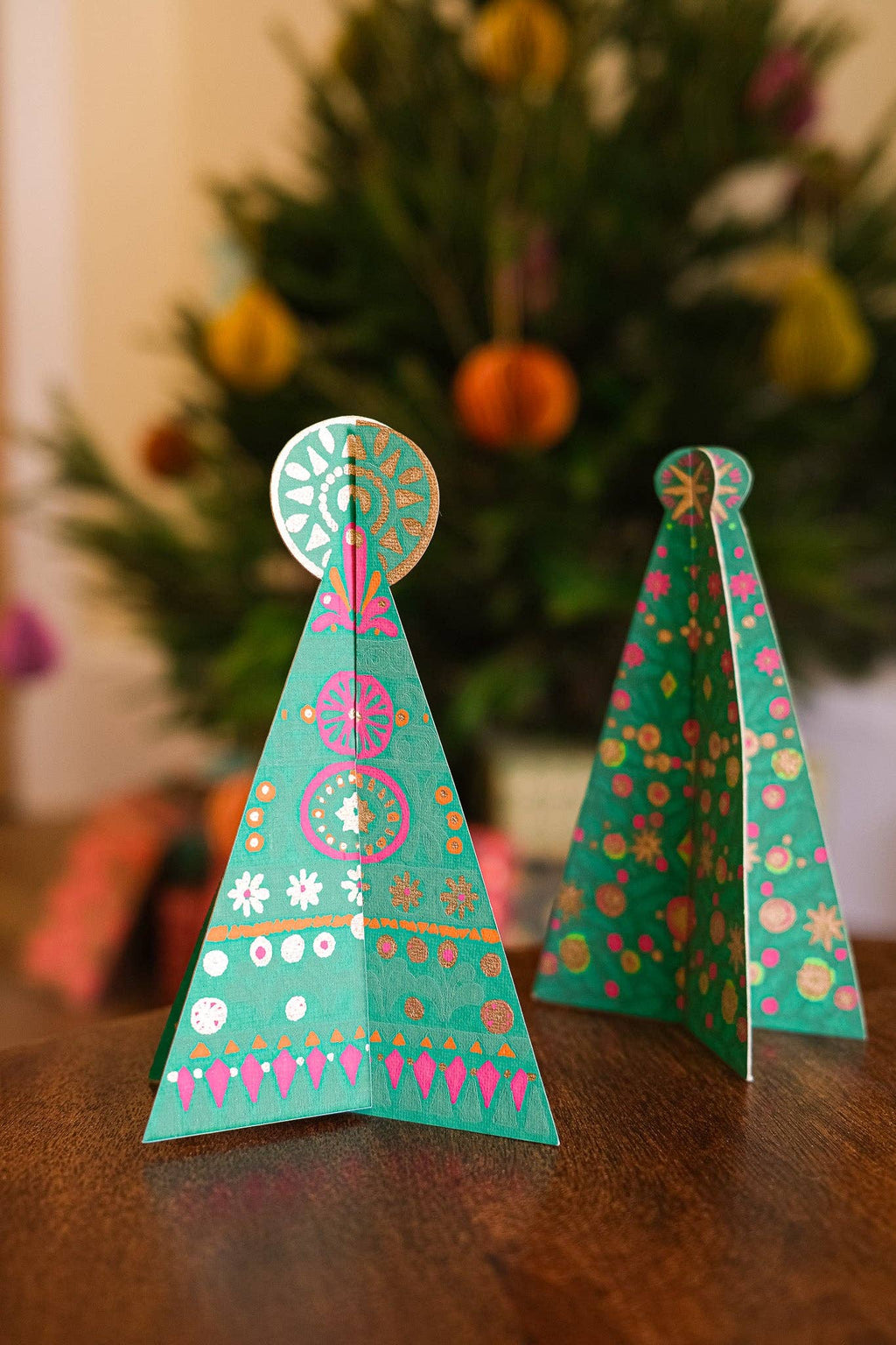 Kerstboomkaart met boompatroon, vooraanzicht