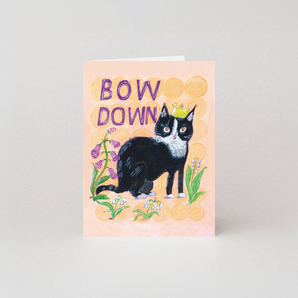 Buig voor de kat-kaart | Mini wenskaart | Kat verjaardagskaarten