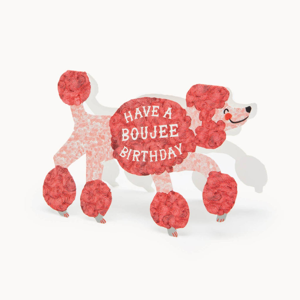 Chique verjaardagspoedel kaart met tekst Have A Boujee Birthday