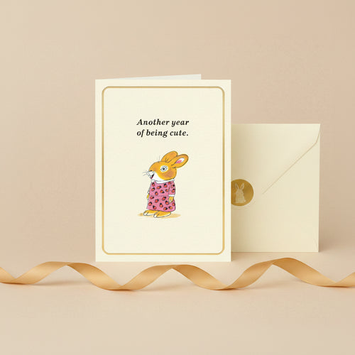 Schattig minikaart met Richard Scarry-illustratie en goudfolie – Studio Boketto
