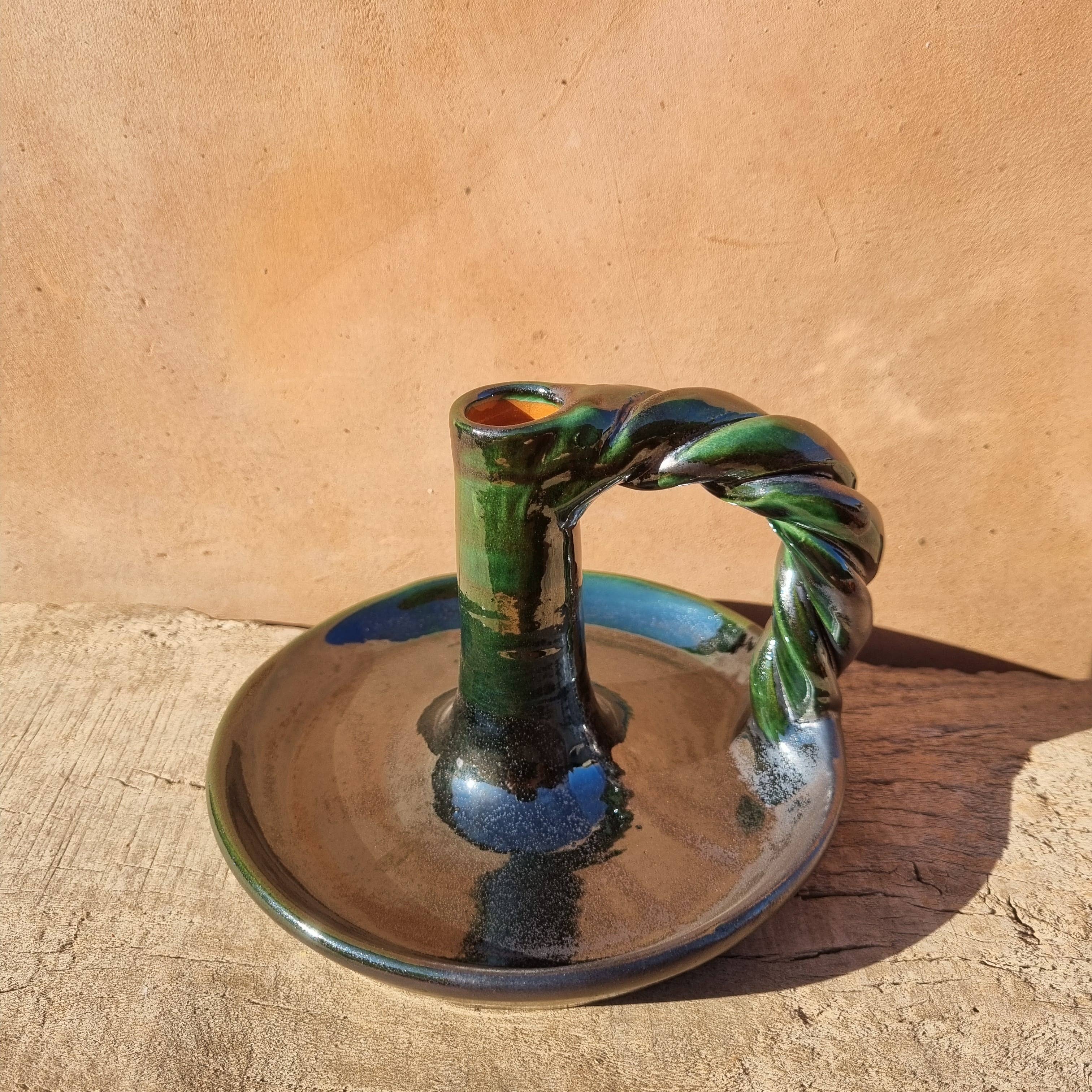 Handgemaakte kandelaar – groen (model II)