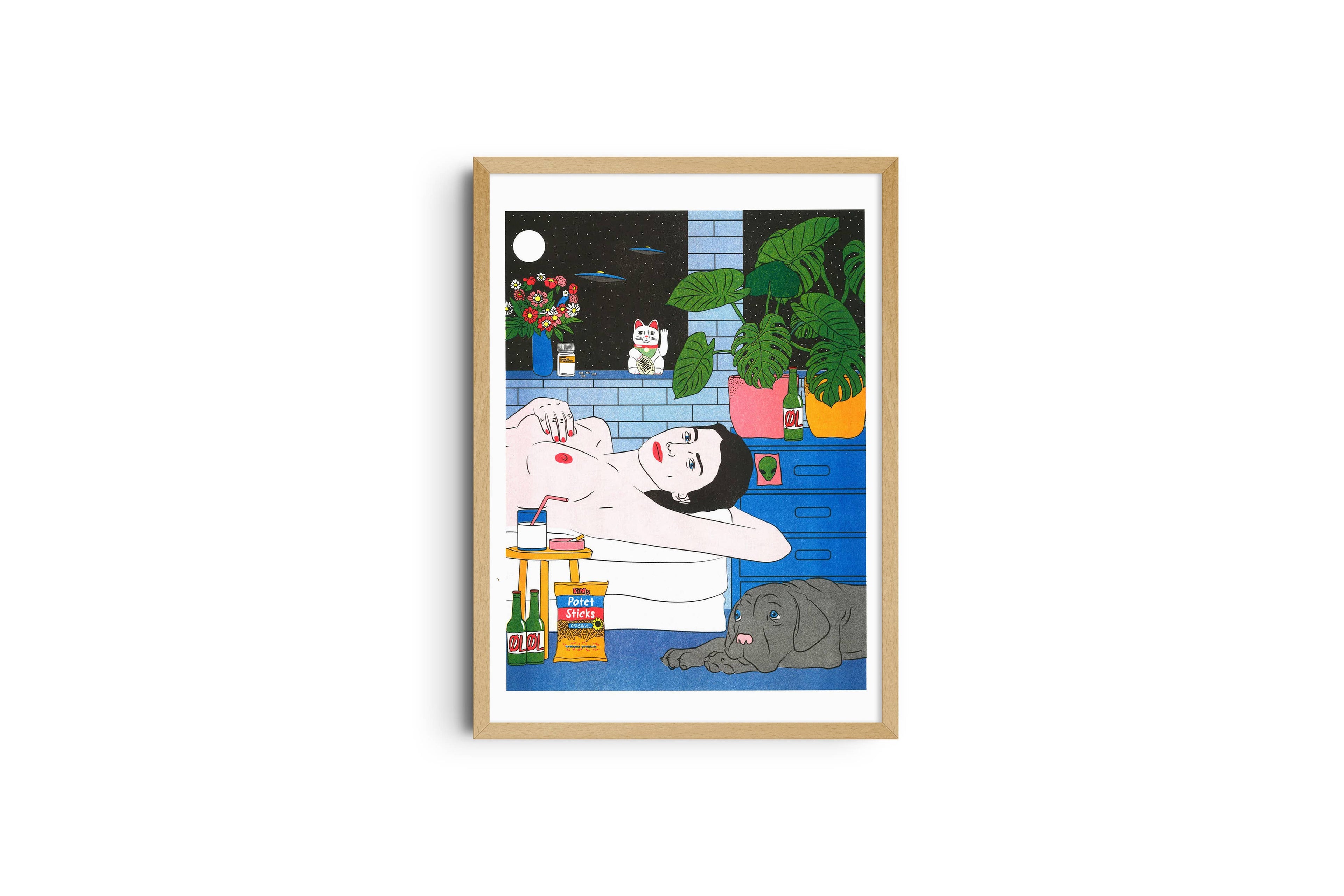 Risografieposter 'Take Me Home' van Kine Andersen, gedrukt door KIBLIND Atelier