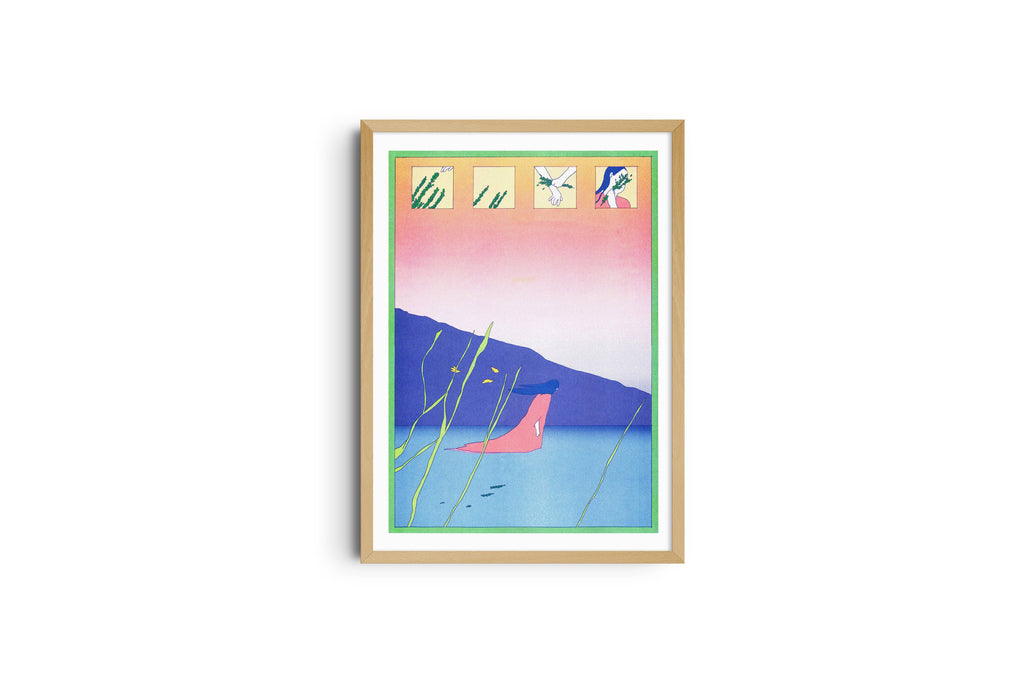 Risografieposter '4' van María Medem, gedrukt door KIBLIND Atelier