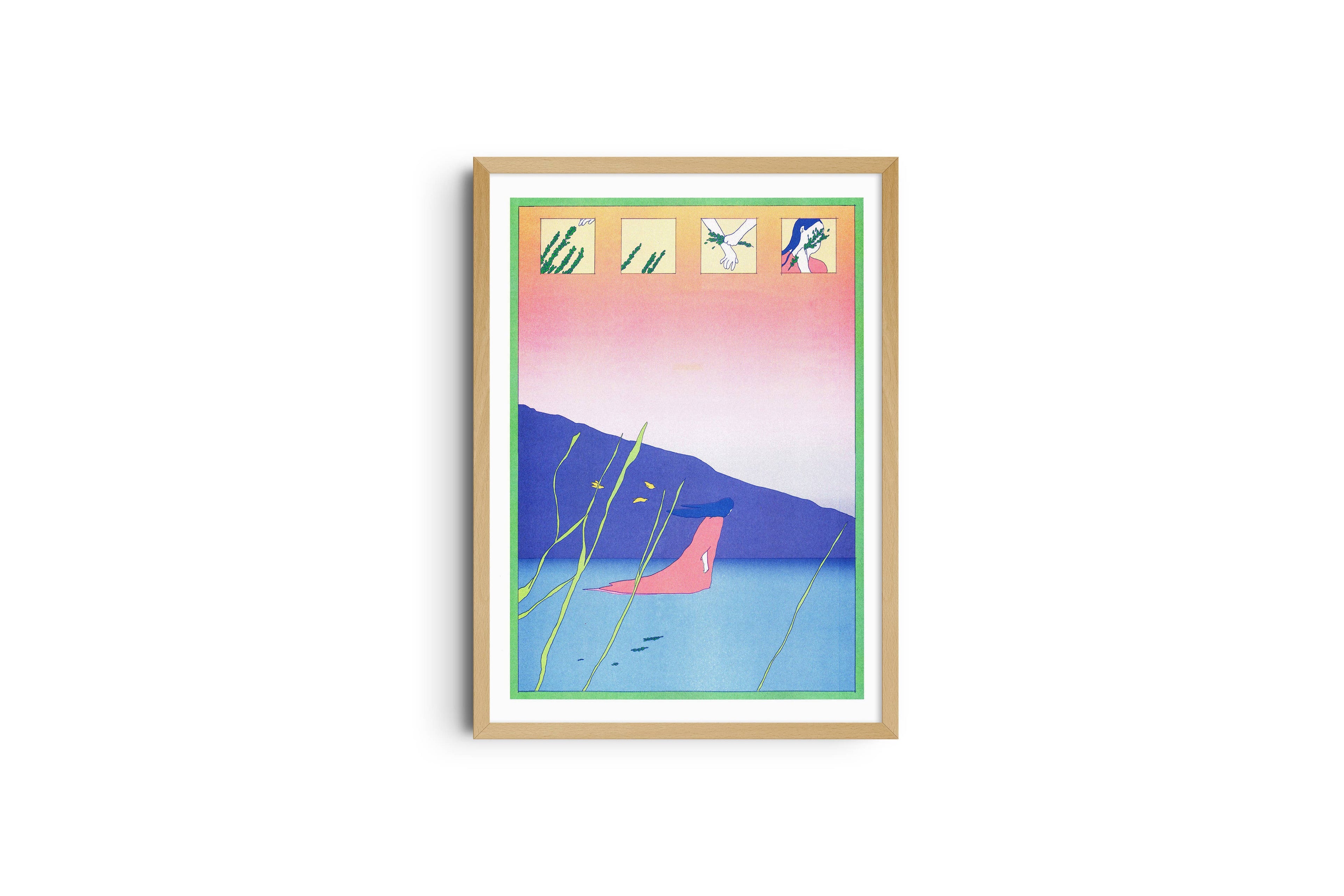 Risografieposter '4' van María Medem, gedrukt door KIBLIND Atelier