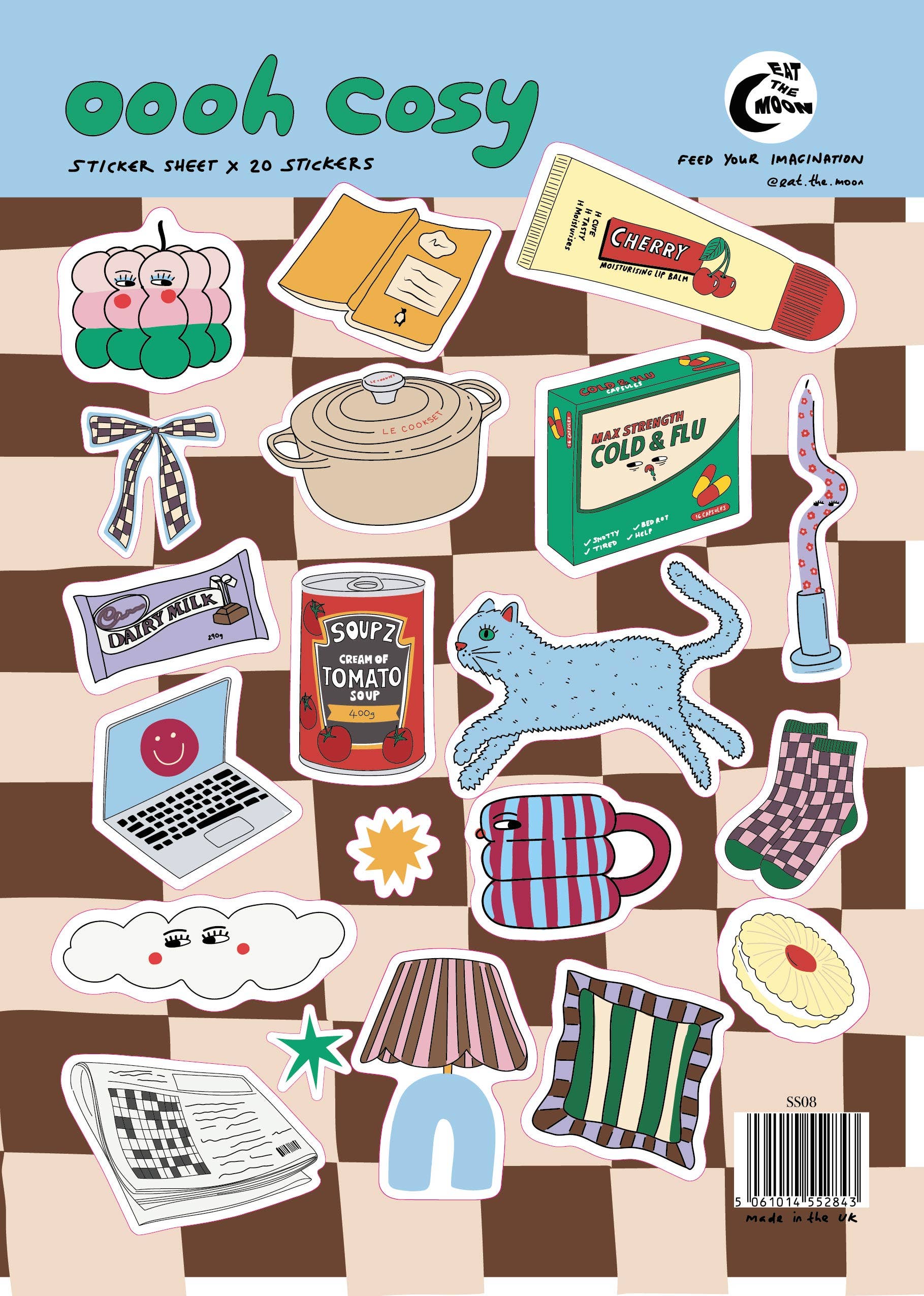 A5 stickervel Oooh Cosy met gezellige illustraties van Eat the Moon
