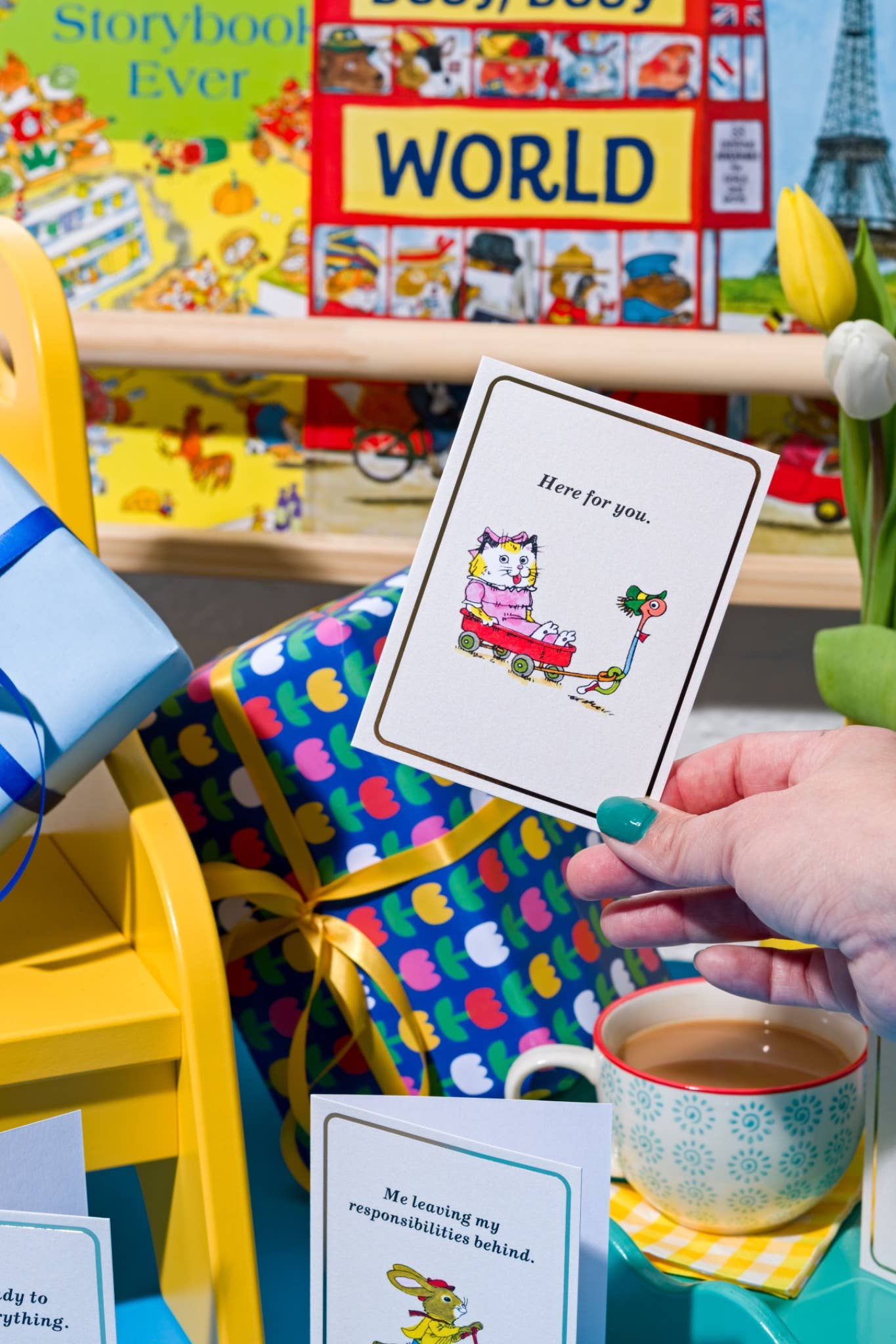 Zorgen - Goudfolie - Mini-kaart door Richard Scarry