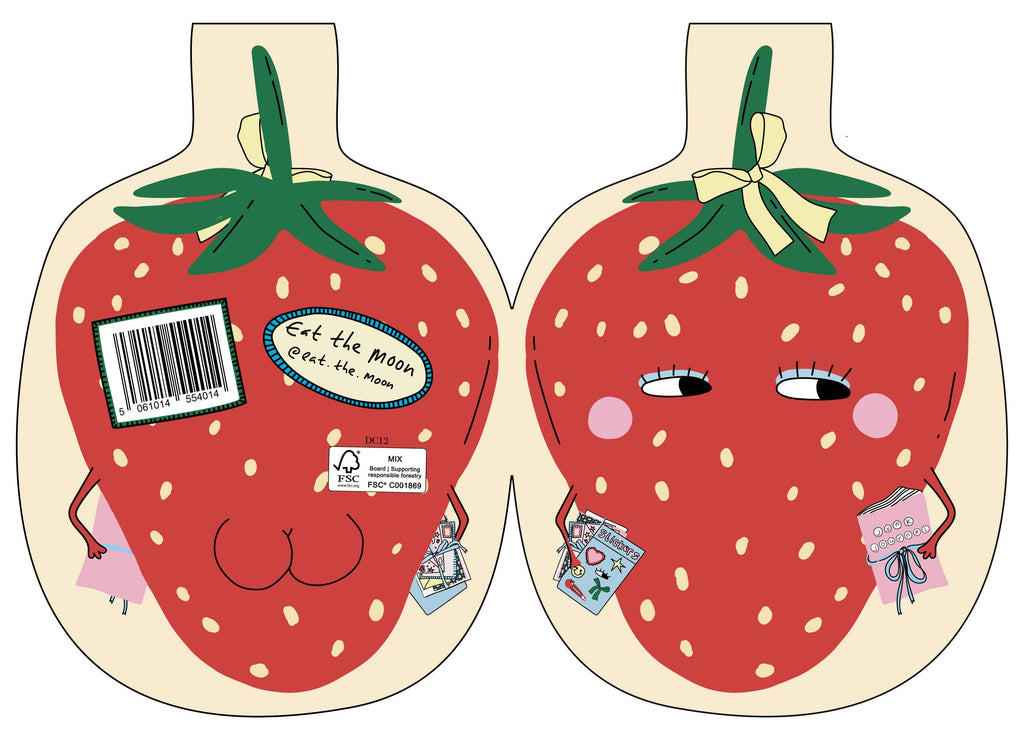 Hey Aardbei wenskaart met aardbei-illustratie, detail