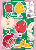 A5 stickervel De Kruidenierswinkel met geïllustreerde etenswaren van Eat the Moon