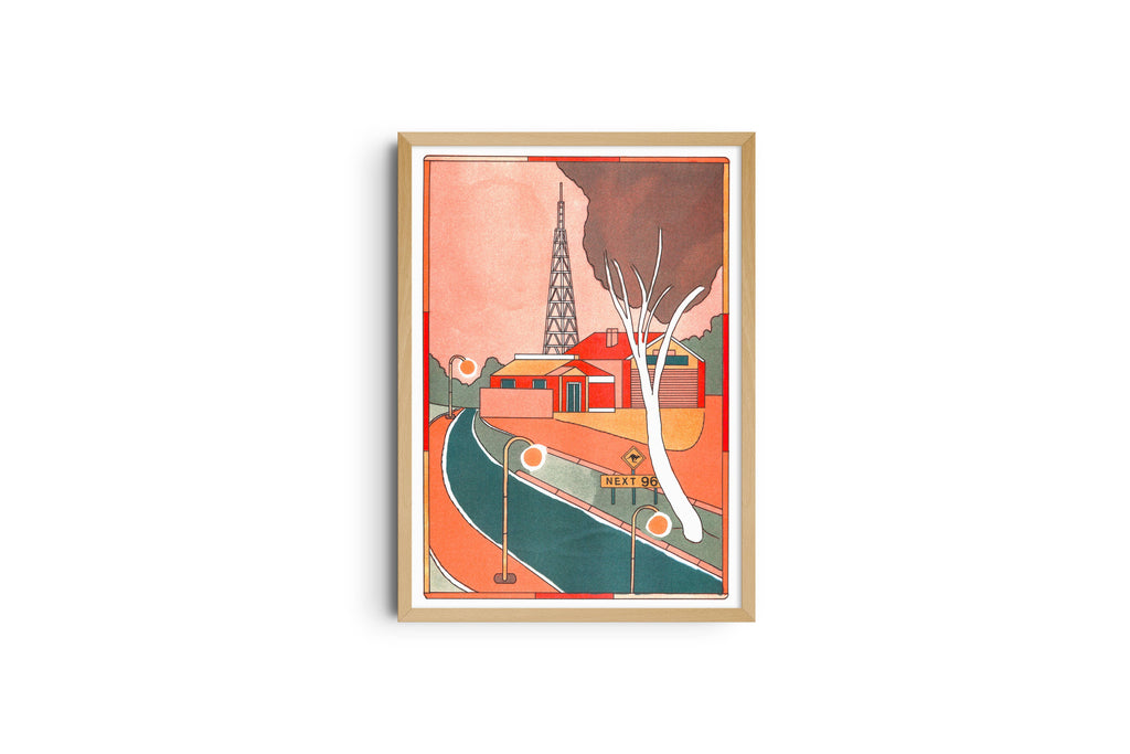 Risografieposter 'Nowhere in Australia' van Marco Quadri, KIBLIND Atelier