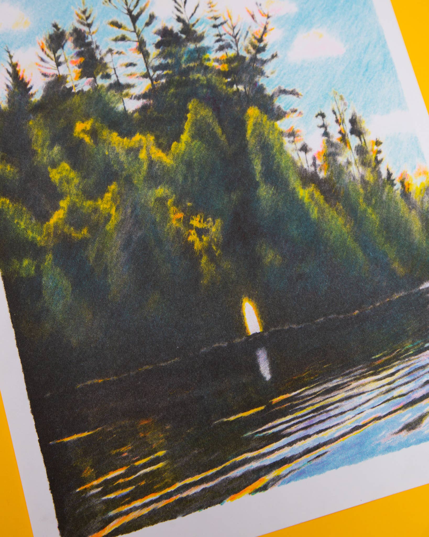 A3 risoposter 'Falcon Lake' van Clément Thoby op Munken-papier