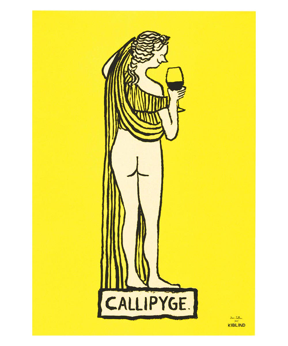 Poster 'Callipyge' van Jean Jullien aan de muur, sfeerbeeld