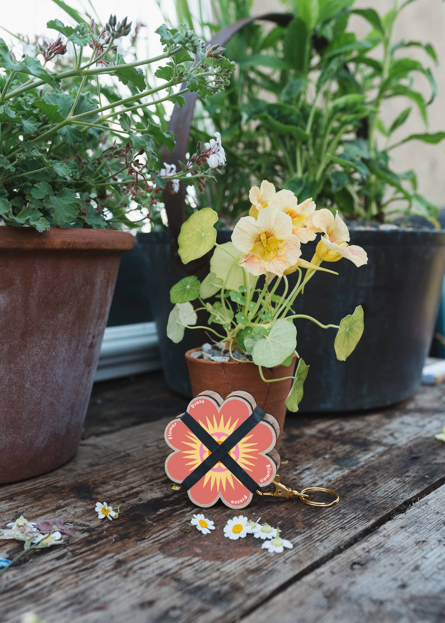 Sleutelhanger Bloemenpers - Sinaasappels & Roze