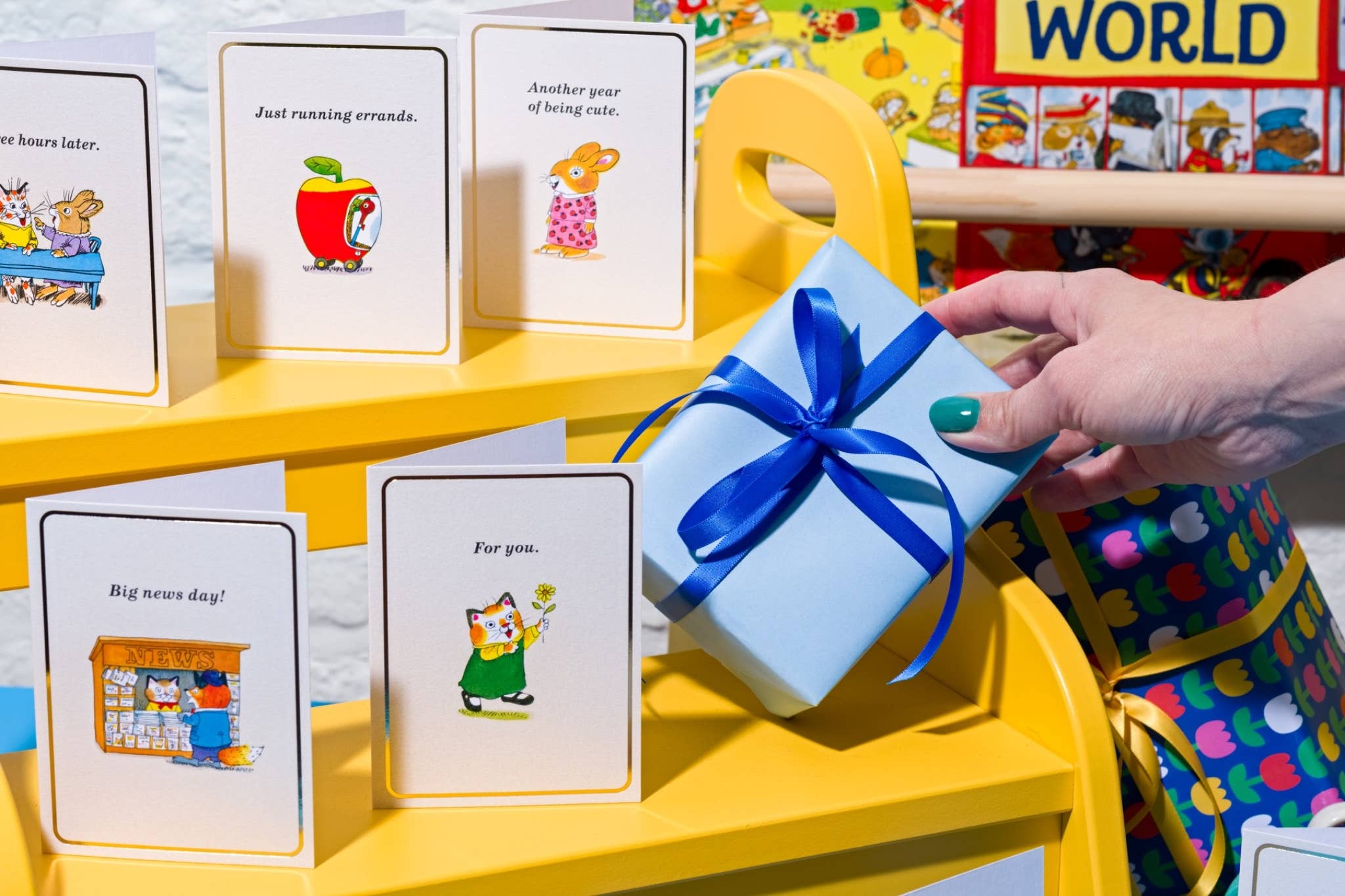 Schattig - Goudfolie - Mini-kaart door Richard Scarry