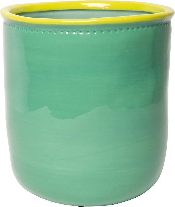 Keramische bloempot mint/chartreuse – 20 x ø18 cm