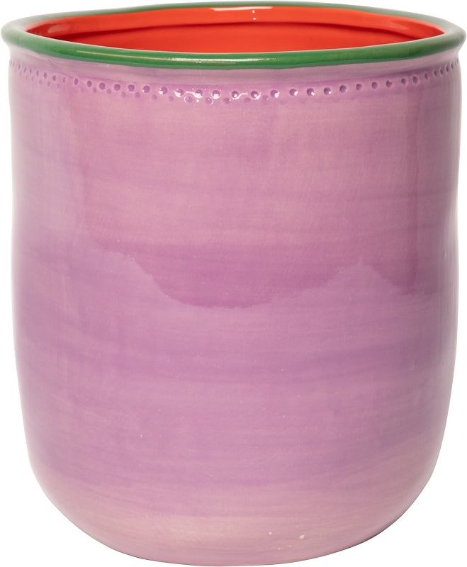 Keramische bloempot paars/groen/roze – 20 x ø18 cm
