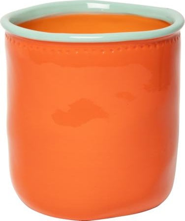Keramische bloempot oranje/mint – 14,5 x ø14 cm