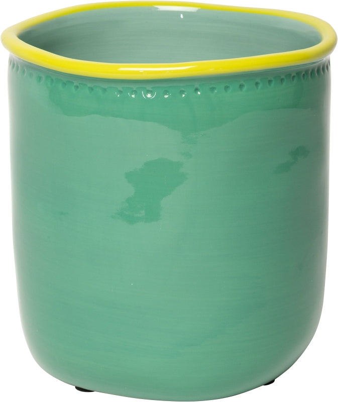 Keramische bloempot mint/chartreuse – 14,5 x ø14 cm
