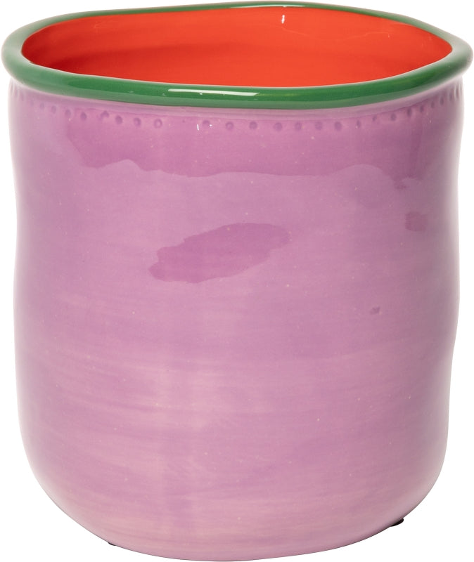 Keramische bloempot paars/groen/roze – 14,5 x ø14 cm