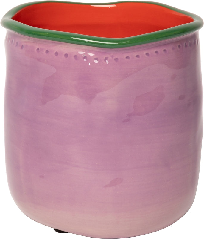 Keramische bloempot paars/groen/roze – 13 x ø13 cm