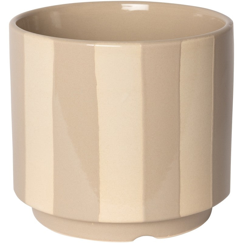 Jeroom zand strepen plantenpot met schotel, 12,5 cm