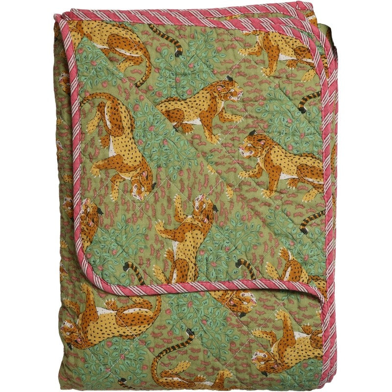 Quilt Ethnic jungle-groen van Eja, 140×180 cm